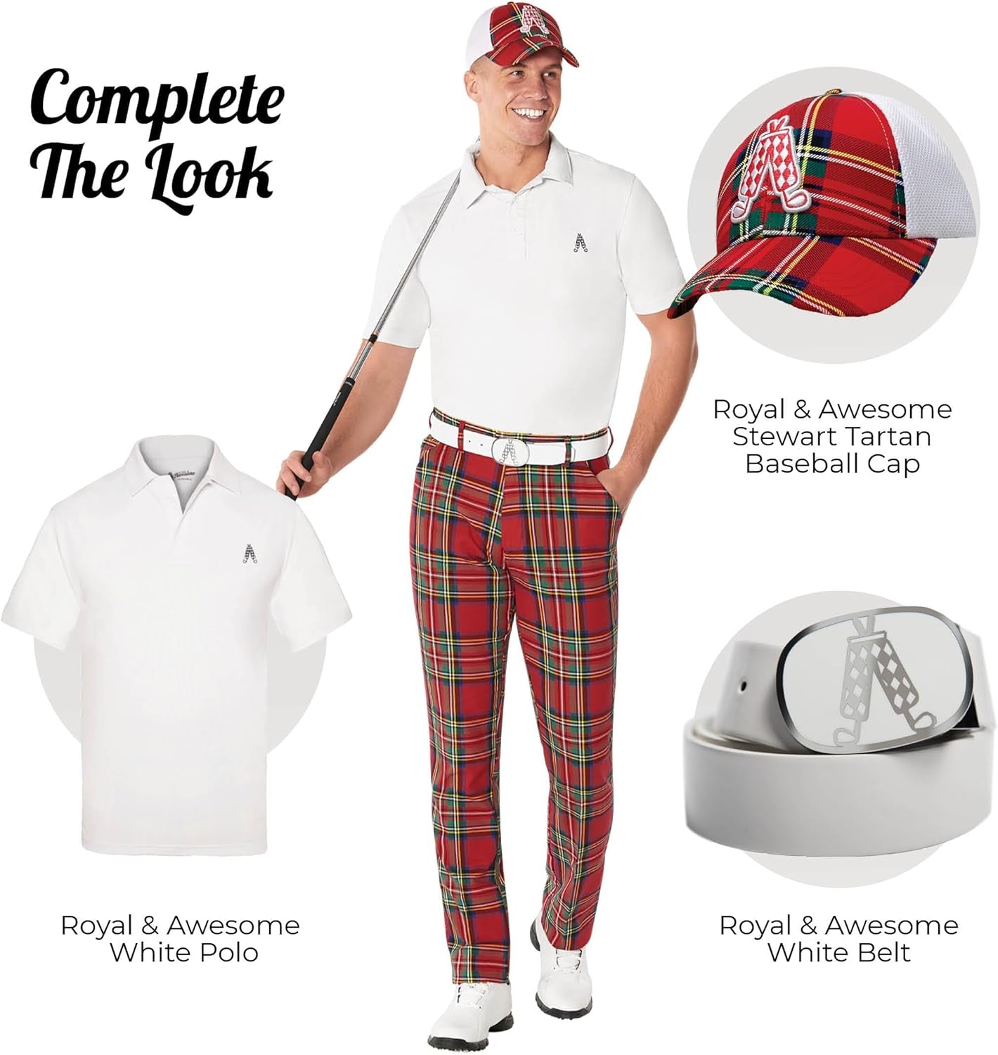 Mens Golf Pants, Golf Pants Men Relaxed Fit, Plaid Pants Men