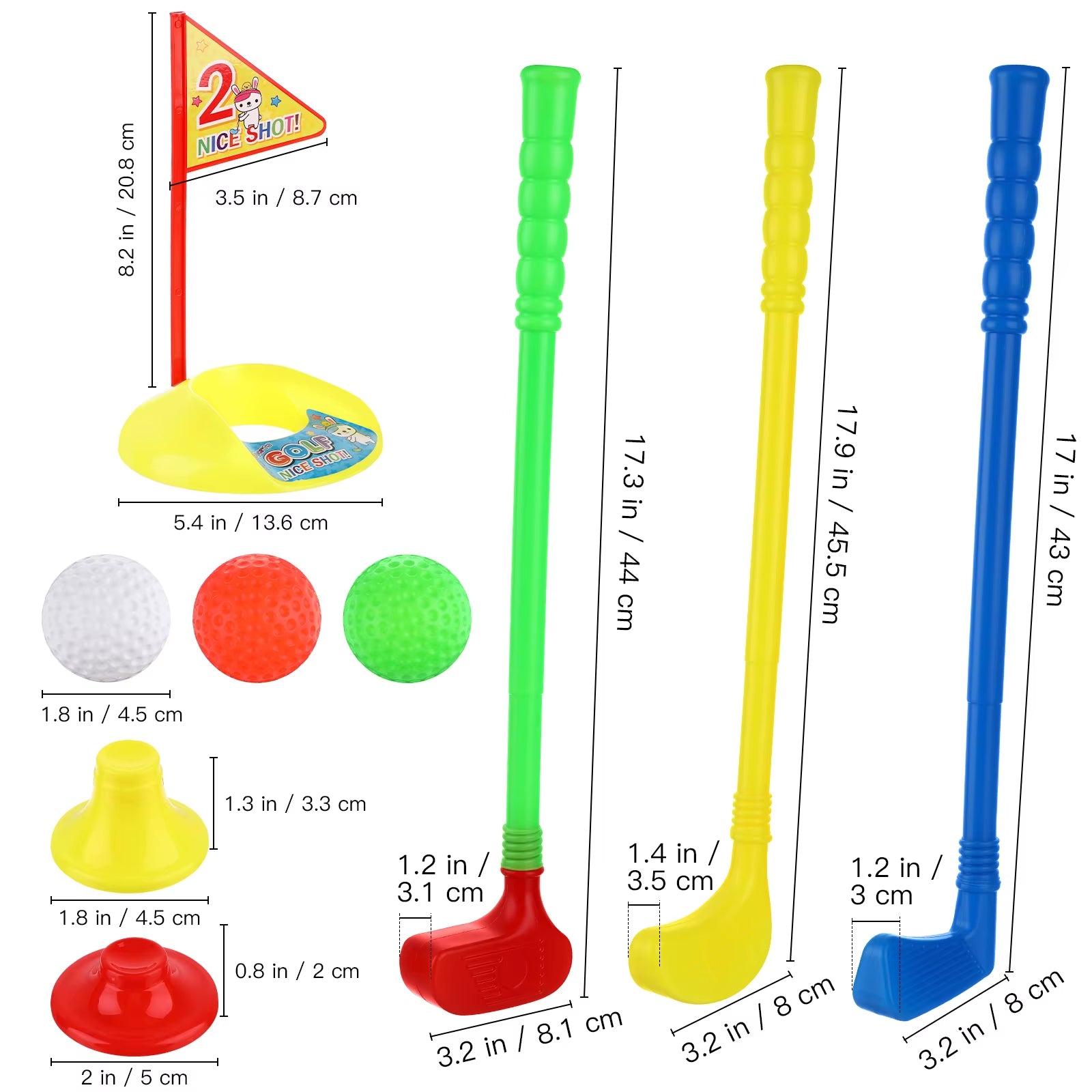 Kids Golf Toy Set with Clubs & Balls - Preschool Learning & Sports Toy - Ideal Birthday Gift for Toddlers 2-5 Years Old
