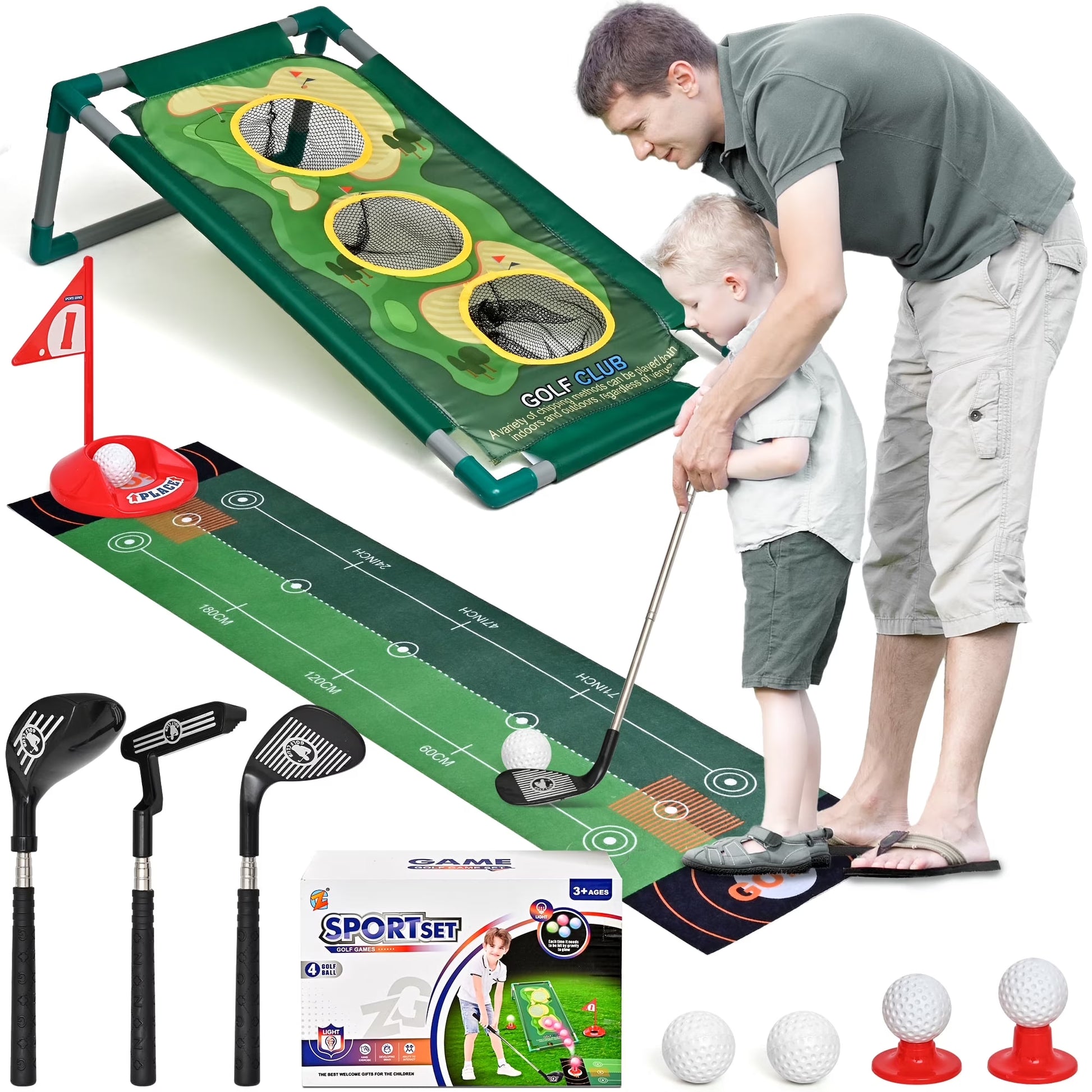 LED Toddler Golf Set for Kids 3-8 | 6 Light-Up Balls & Clubs | Indoor/Outdoor Sports Toy & Birthday Gift for Boys & Girls