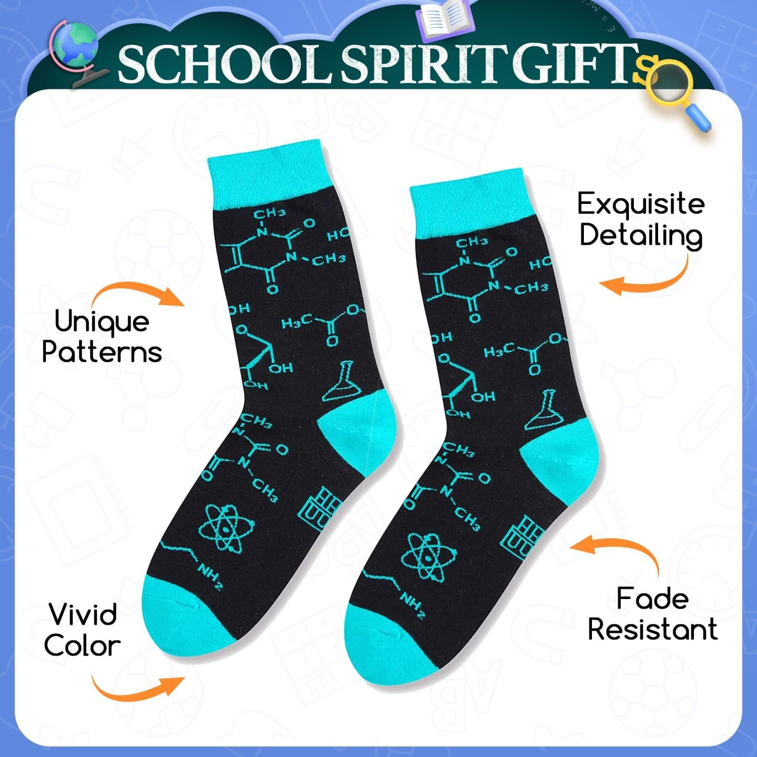 Doctor Nurse Gifts for Men - Male Nurse Gifts Dice Chemistry Teacher Gift Socks