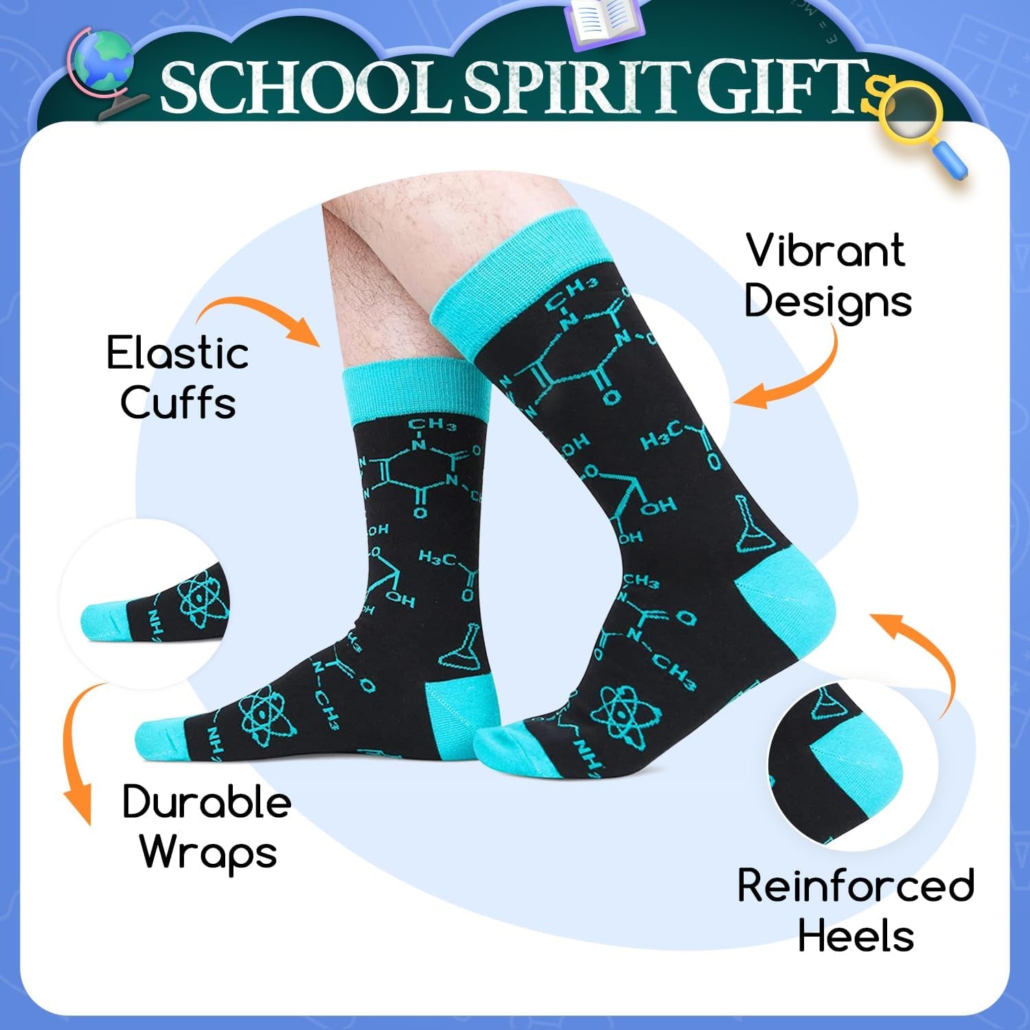 Doctor Nurse Gifts for Men - Male Nurse Gifts Dice Chemistry Teacher Gift Socks