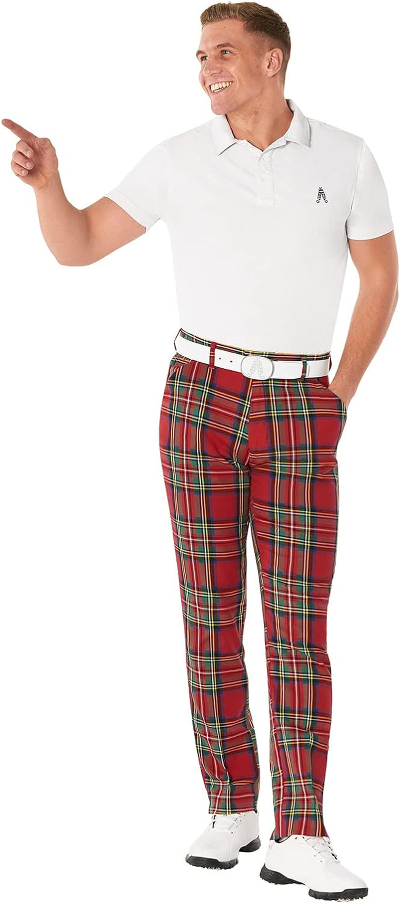 Mens Golf Pants, Golf Pants Men Relaxed Fit, Plaid Pants Men