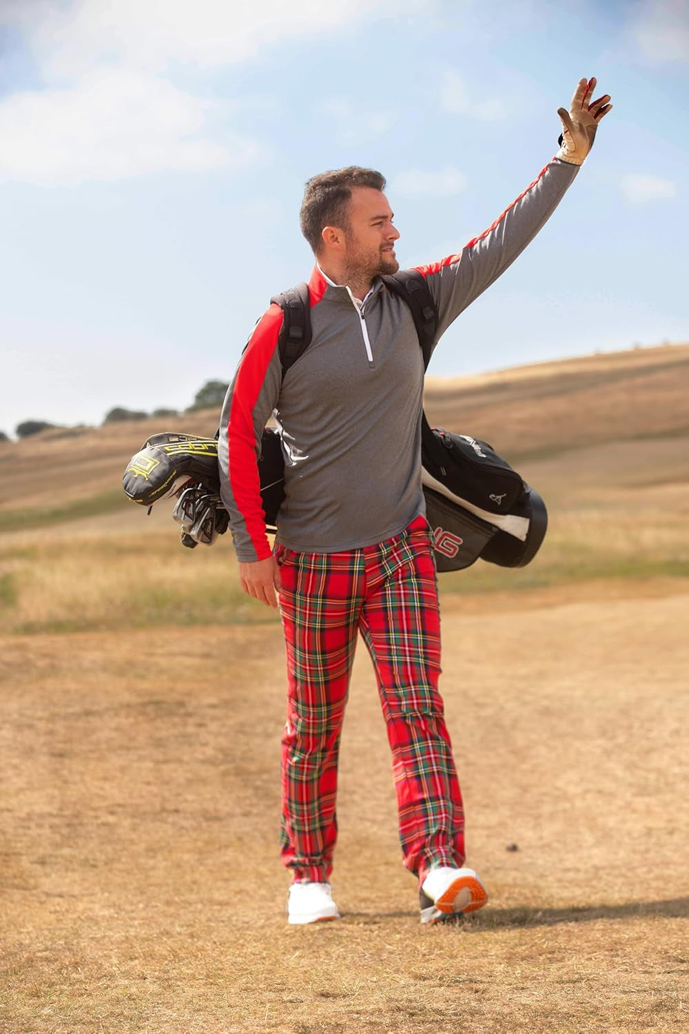 Mens Golf Pants, Golf Pants Men Relaxed Fit, Plaid Pants Men