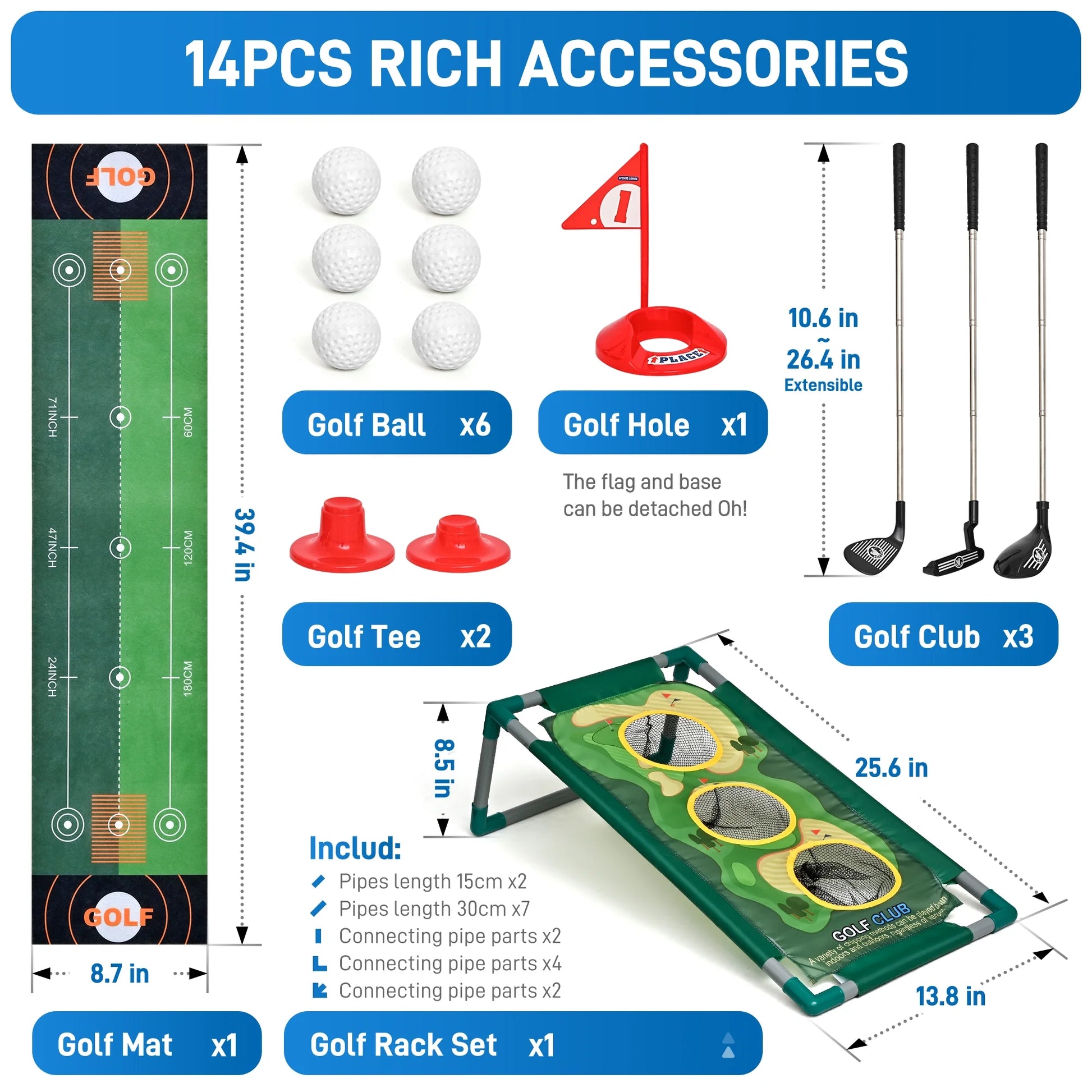 LED Toddler Golf Set for Kids 3-8 | 6 Light-Up Balls & Clubs | Indoor/Outdoor Sports Toy & Birthday Gift for Boys & Girls